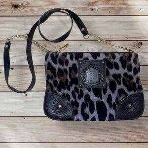 Juicy Couture Louisa Cheetah Printed Velour Crossbody Gold-tone Chain Purse GUC